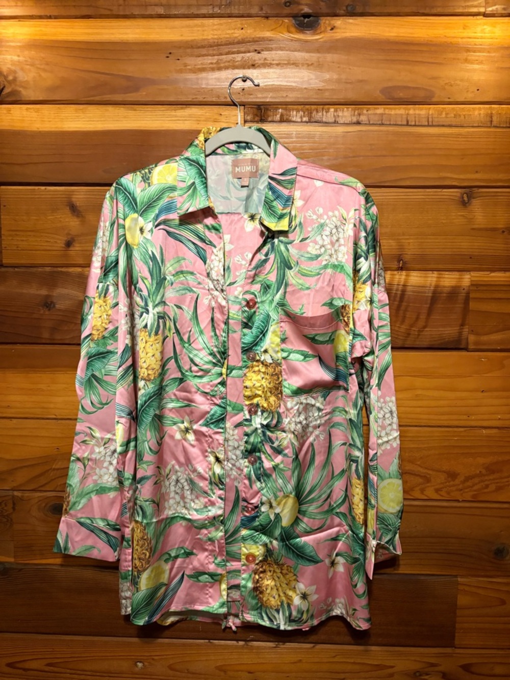 Show Me Your MuMu Pink Tropical Pineapple Button-Down Shirt/Pants